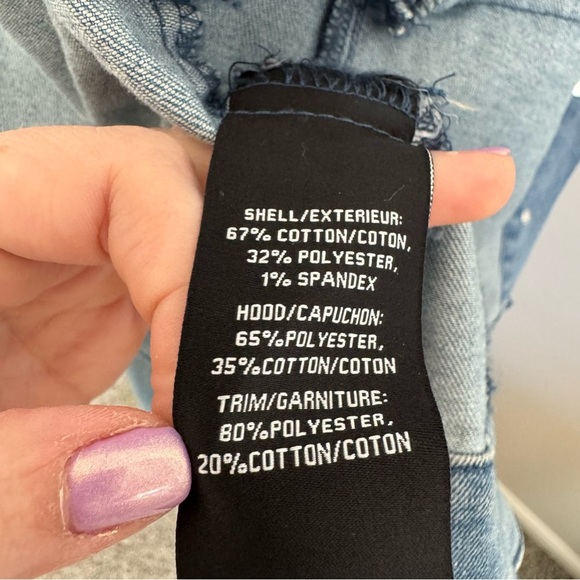 NWT Bagatelle Blue Denim Jacket with Gray Hood - Picture 10 of 10